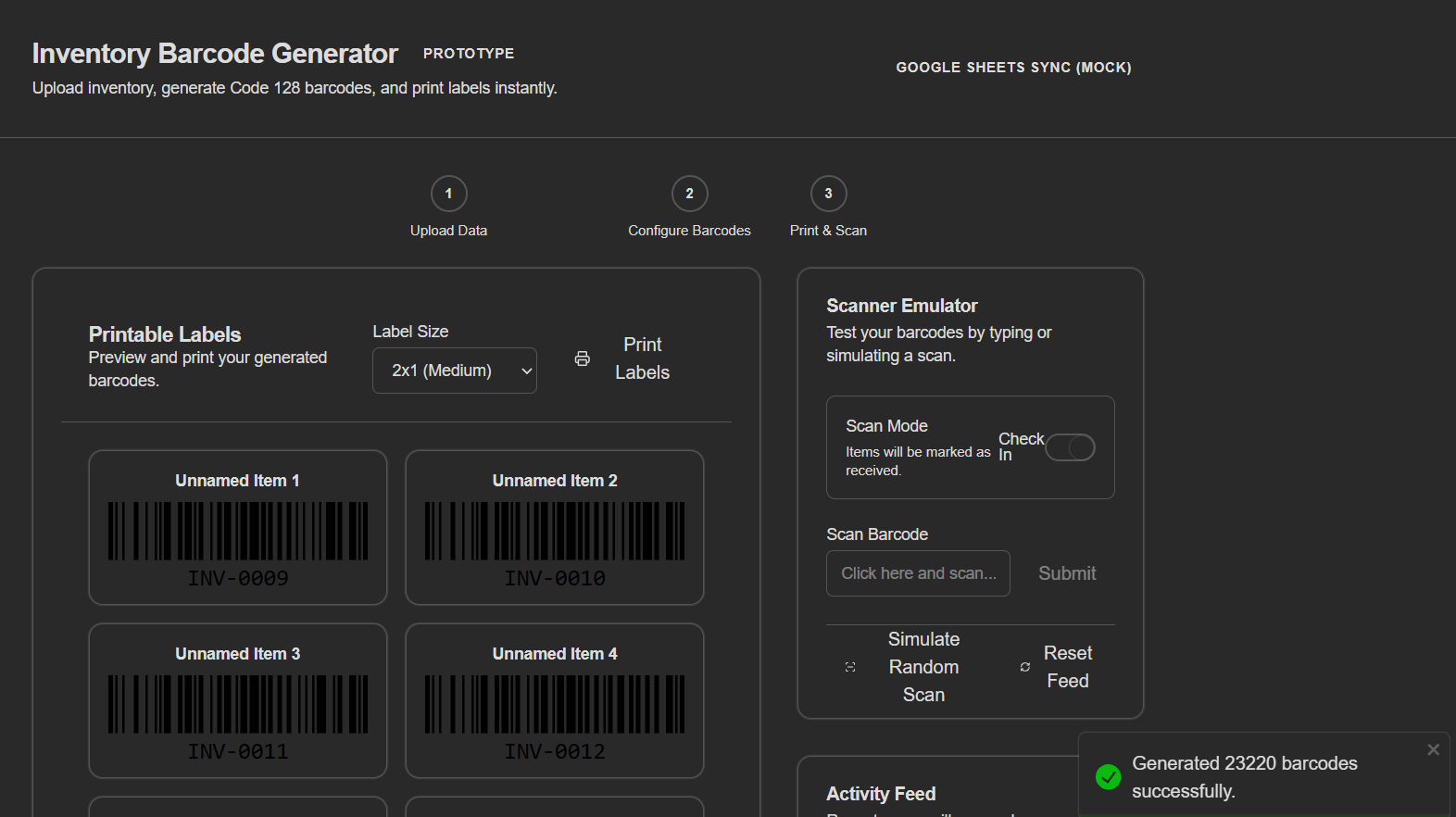 Inventory Barcode Generator Preview