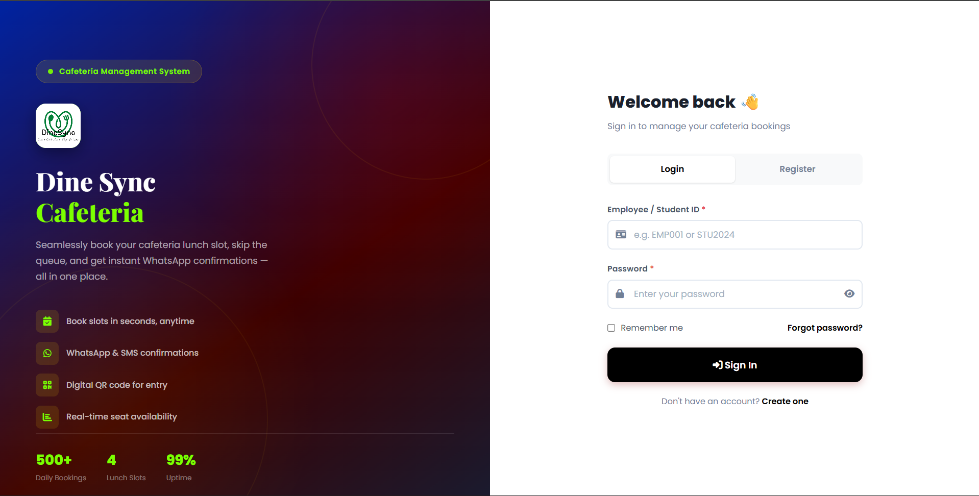 DineSync Cafeteria Preview
